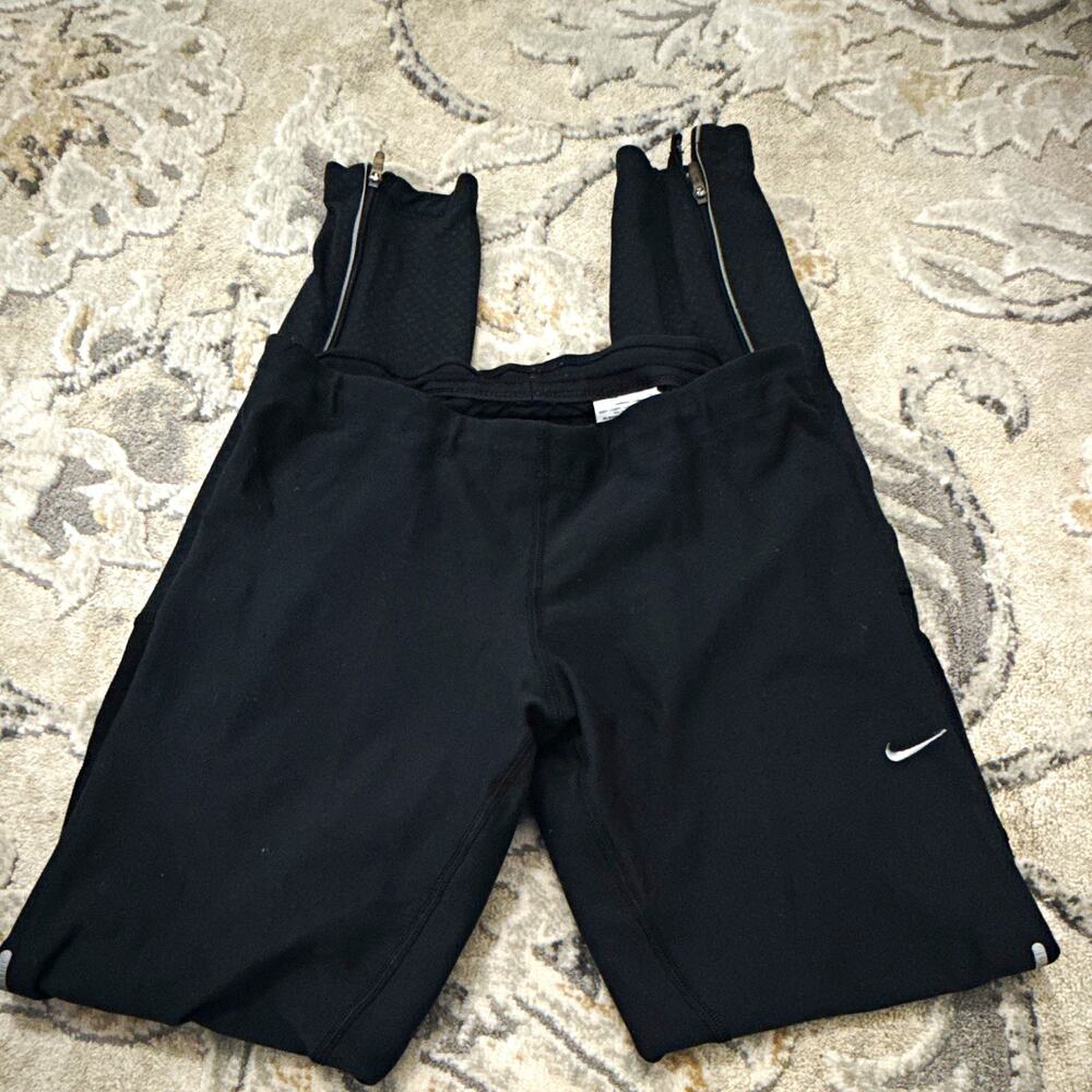 Nike Women's Dri-FIT Black Ankle Running Pants Skinny Pull-On Zip Pockets Size S